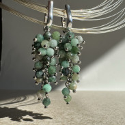 Silver emerald earrings